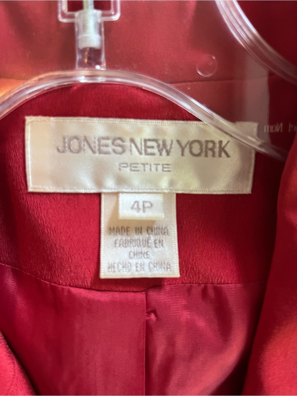 Jones New York Red Double-Breasted Silk Blazer Women’s Size 4P - Picture 10 of 16